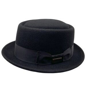 Stetson Wool Pork Pie Hat Black Small Classic Fedora Style